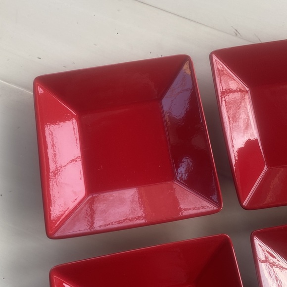 Waechtersbach Square Salad Plate ** Set of 4 ** Gently used ** Cherry Red - Picture 3 of 7